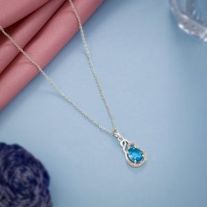 Ladies German Silver Plated GemStone Pendant With Chain