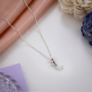 Ladies Silver Blessing Ganesha Multicolor Zircon Stone Pendant With Chain