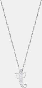 Ladies Silver Blessing Ganesha Zircon Stone Pendant With Chain