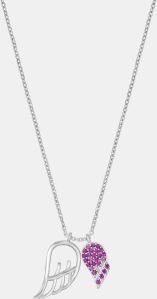 Ladies Silver Angels Heart Pendant With Chain