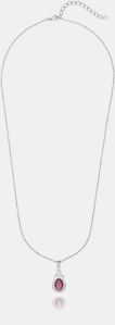 Ladies German Silver Plated GemStone Pendant With Chain