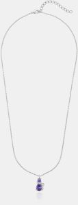 Ladies Elegant Cat-style Amethyst Gemstone Silver Pendant With Chain