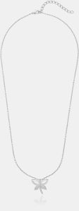 Ladies Butterfly Zirconia Stone German Silver Pendant With Chain