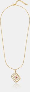 Ladies Geometric Radiance Plated Pendant With Chain