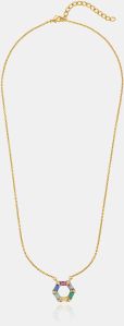 Ladies Prismatic Harmony Gold Plated Pendant With Chain