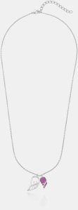 Ladies Silver Angels Heart Pendant With Chain