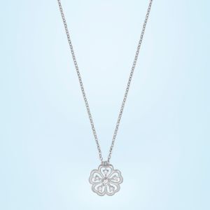 Ladies Flower Design German Silver Pendant With Chain