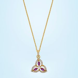 Ladies Trinity Triangle Gold Plated Pendant With Chain