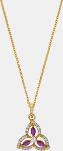 Ladies Trinity Triangle Gold Plated Pendant With Chain
