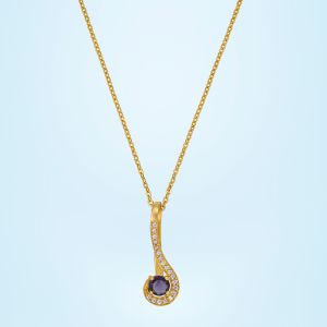 Ladies Modern Design Gold Plated Pendant With Chain