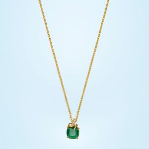 Ladies Sapphire Gold Plated Pendant With Chain