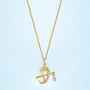 Ladies Unique Design Gold Plated Pendant With Chain