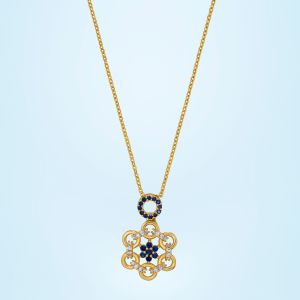 Ladies Trendy Gemstone Gold Plated Pendant With Chain