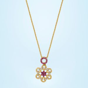 Ladies Trendy Gemstone Gold Plated Pendant With Chain