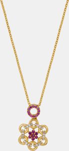 Ladies Trendy Gemstone Gold Plated Pendant With Chain