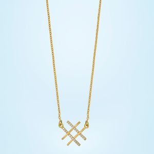 Ladies Modern Two Crossed Plated Pendant  With Chain