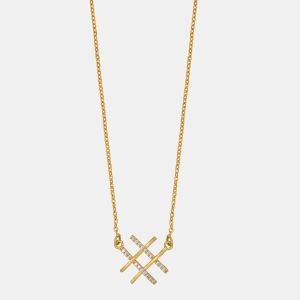 Ladies Modern Two Crossed Plated Pendant  With Chain