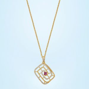 Ladies Geometric Radiance Plated Pendant With Chain