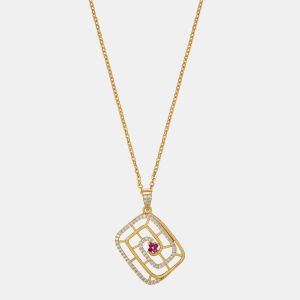 Ladies Geometric Radiance Plated Pendant With Chain