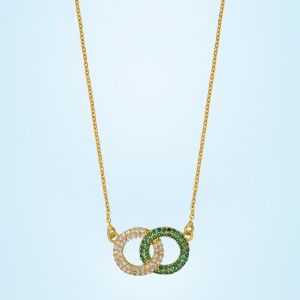 Ladies Green Eternal Unity Radiance Gold Plated Pendant With Chain