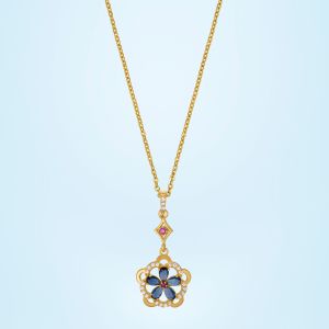 Ladies Elegant Blossom Gold Plated Pendant With Chain