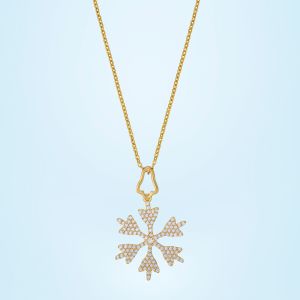 Ladies Frosted Elegance Gold Plated Pendant With Chain