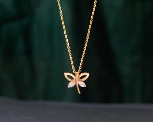 Ladies Grace Butterfly Gold Plated Pendant With Chain