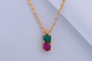 Ladies Fancy Gemstone Gold Plated Pendant With Chain