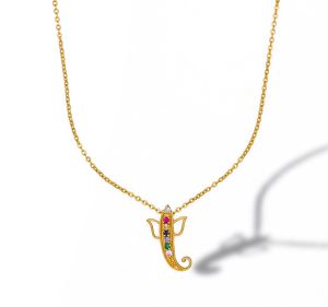 Ladies Blessing Ganesha Zircon Stone Gold Plated Pendant With Chain