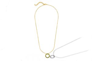 Ladies Circle Cubic Zirconia Gold Plated Pendant With Chain