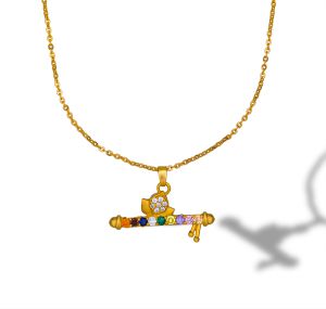 Ladies Stylish Flute Gold Plated Pendant With Chain
