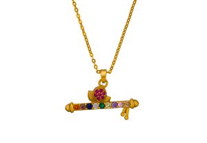 Ladies Stylish Flute Gold Plated Pendant With Chain