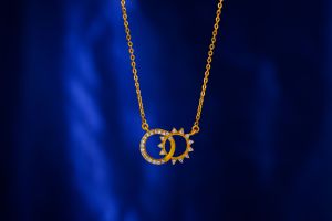 Ladies Sun Moon Classy Gold Plated Pendant With Chain