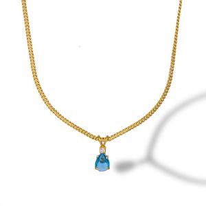 ladies ruby teardrop gold plated chain pendant