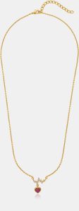 Ladies Heartbeat Love Gold Plated Pendant With Chain