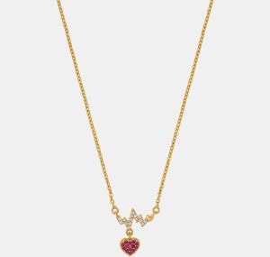 Ladies Heartbeat Love Gold Plated Pendant With Chain