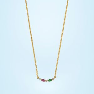 Ladies Gemstone Glow Gold Plated Pendant With Chain