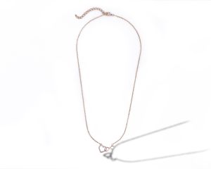 Ladies Infinity Heart Gold Plated Pendant  With Chain