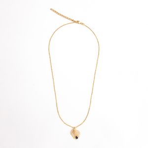 Ladies Peacock Feather Design Gold Plated Pendant With Chain