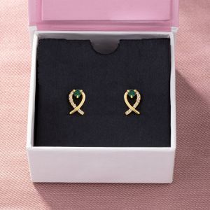 Ladies Designer Zirconia Stone Gold Plated Earrings