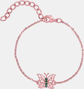 Ladies Rose Gold Butterfly Design Zircon Stone Bracelet