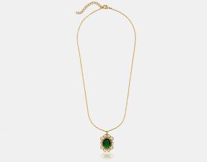 Ladies Royal Sapphire Gold Plated Pendant With Chain