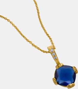 Ladies Stylish Emerald Gold Plated Pendant With Chain