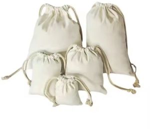 Customized Logo Recycled Natural Canvas Cotton Drawstring Bag Pouch