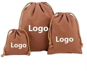 Customized Logo Recycled Natural Canvas Cotton Drawstring Bag Pouch