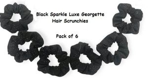 Black Sparkle Luxe Geogette Hair Scrunchies-RB-118-B