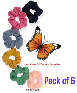 Dark Crepe Chiffon Hair Scrunchies- RB-117-D