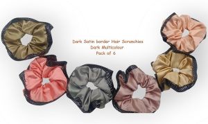 Dark Satin Border Hair Scrunchies-RB-103-Dark