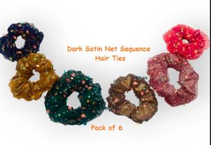 Dark Satin Net Sequence Hair Ties