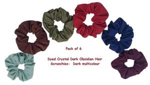 Dyed Crystal Dark Obsidian Hair Scrunchies-RB-151-D